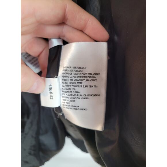 Michael Kors Jacket Women's Black Down Parka Coat Belted Faux Fur Hooded Sz XXS - Picture 11 of 16